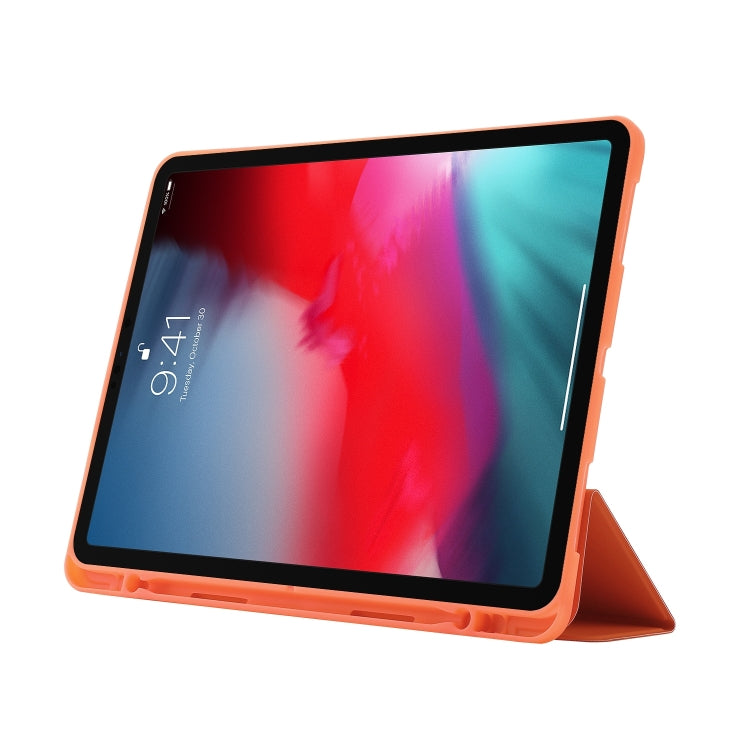 For iPad Air 13 2024 Skin Feel Tri-fold Leather Tablet Case with Pen Slot(Orange) - iPad Air 13 2024 Cases by PMC Jewellery | Online Shopping South Africa | PMC Jewellery | Buy Now Pay Later Mobicred