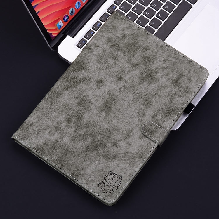 For iPad Pro 11 2024 Embossed Tiger Pattern Leather Tablet Case(Grey) - iPad Pro 11 2024 Cases by PMC Jewellery | Online Shopping South Africa | PMC Jewellery | Buy Now Pay Later Mobicred