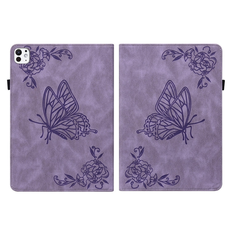 For iPad Pro 11 2024 Butterfly Flower Embossed Leather Tablet Case(Purple) - iPad Pro 11 2024 Cases by PMC Jewellery | Online Shopping South Africa | PMC Jewellery | Buy Now Pay Later Mobicred