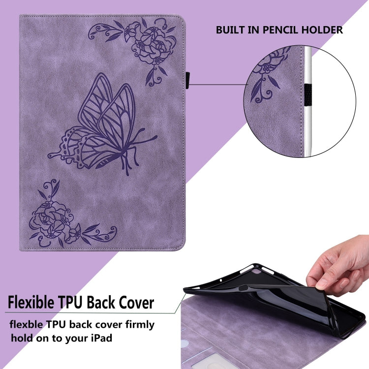 For iPad Pro 11 2024 Butterfly Flower Embossed Leather Tablet Case(Purple) - iPad Pro 11 2024 Cases by PMC Jewellery | Online Shopping South Africa | PMC Jewellery | Buy Now Pay Later Mobicred