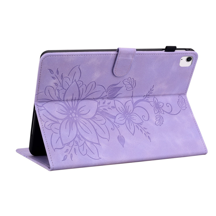 For iPad Air 11 2024 Lily Embossed Leather Smart Tablet Case(Purple) - iPad Air 11 2024 Cases by PMC Jewellery | Online Shopping South Africa | PMC Jewellery | Buy Now Pay Later Mobicred