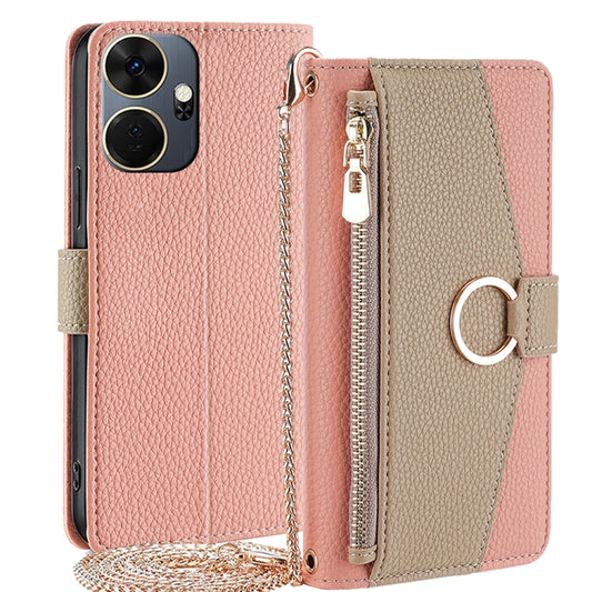 For Itel P55+ 4G Crossbody Litchi Texture Leather Phone Case(Pink) - More Brand by PMC Jewellery | Online Shopping South Africa | PMC Jewellery | Buy Now Pay Later Mobicred