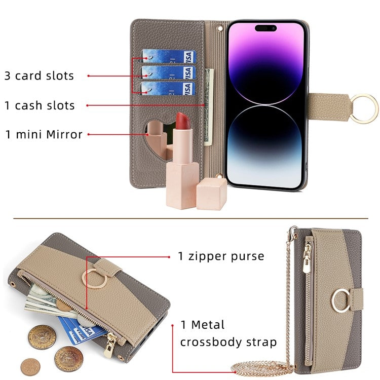 For Itel RS4 4G Crossbody Litchi Texture Leather Phone Case(Grey) - More Brand by PMC TechLife | Online Shopping South Africa | PMC TechLife | Buy Now Pay Later Mobicred