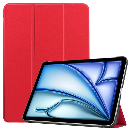For iPad Air 11 2024 Custer Pure Color 3-Fold Holder Smart Leather Tablet Case(Red) - iPad Air 11 2024 Cases by PMC Jewellery | Online Shopping South Africa | PMC Jewellery | Buy Now Pay Later Mobicred