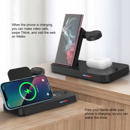 For Apple Series 3 in 1 15W Earphones/Phones/Watch Fold Wireless Charger Stand(Black) - Multifunction Charger by PMC Jewellery | Online Shopping South Africa | PMC Jewellery | Buy Now Pay Later Mobicred