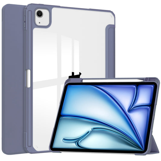 For iPad Air 13 2025 / 2024 Pure Color 3-fold Clear TPU Smart Leather Tablet Case(Lavender) - iPad Air 13 2025 / 2024 Cases by PMC Jewellery | Online Shopping South Africa | PMC Jewellery | Buy Now Pay Later Mobicred