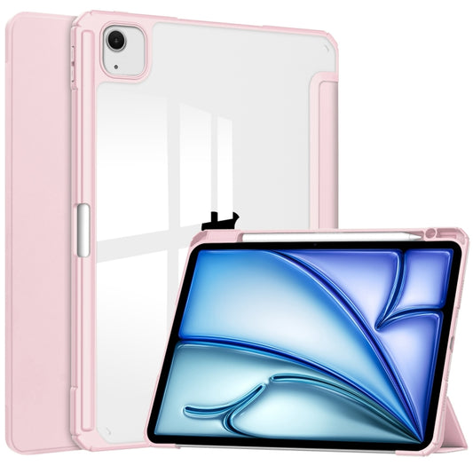 For iPad Air 13 2024 Pure Color 3-fold Clear TPU Smart Leather Tablet Case(Pink) - iPad Air 13 2024 Cases by PMC Jewellery | Online Shopping South Africa | PMC Jewellery | Buy Now Pay Later Mobicred