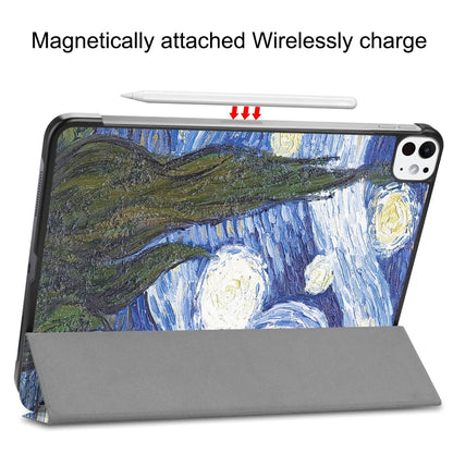 For iPad Pro 11 2024 Custer Painted 3-Fold Holder Smart Leather Tablet Case(Starry Sky) - iPad Pro 11 2024 Cases by PMC Jewellery | Online Shopping South Africa | PMC Jewellery | Buy Now Pay Later Mobicred