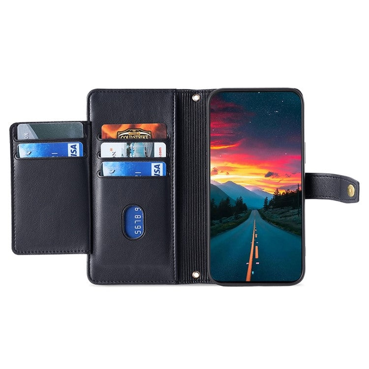 For Google Pixel 9 Sheep Texture Cross-body Zipper Wallet Leather Phone Case(Black) - Google Cases by PMC TechLife | Online Shopping South Africa | PMC TechLife | Buy Now Pay Later Mobicred