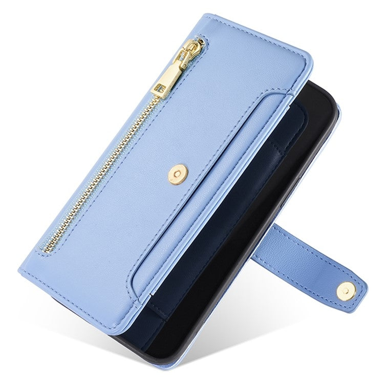 For Google Pixel 9 Sheep Texture Cross-body Zipper Wallet Leather Phone Case(Blue) - Google Cases by PMC TechLife | Online Shopping South Africa | PMC TechLife | Buy Now Pay Later Mobicred