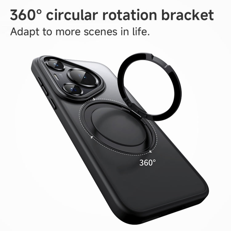 For Huawei Pura 70 Ultra Frosted 360 Rotating Holder Magnetic Full Coverage Shockproof Phone Case(Transparent) - Huawei Cases by PMC Jewellery | Online Shopping South Africa | PMC Jewellery | Buy Now Pay Later Mobicred