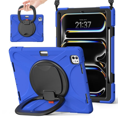 For iPad Pro 11 2024 Silicone Hybrid PC Tablet Case with Holder & Shoulder Strap(Blue) - iPad Pro 11 2024 Cases by PMC Jewellery | Online Shopping South Africa | PMC Jewellery | Buy Now Pay Later Mobicred