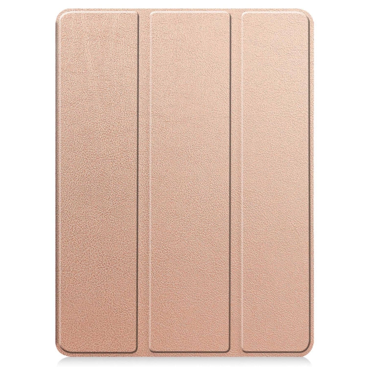 For iPad Pro 11 2024 Custer TPU Pure Color 3-Fold Holder Smart Leather Tablet Case with Pen Tray(Rose Gold) - iPad Pro 11 2024 Cases by PMC Jewellery | Online Shopping South Africa | PMC Jewellery | Buy Now Pay Later Mobicred