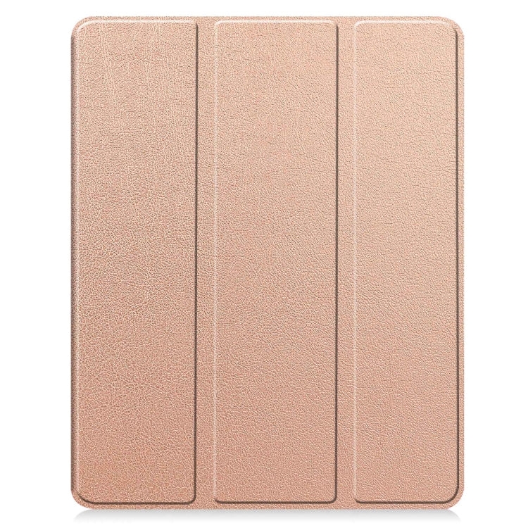 For iPad Air 13 2024 / 2025 Custer TPU Pure Color 3-Fold Holder Smart Leather Tablet Case with Pen Tray(Rose Gold) - iPad Air 13 2025 / 2024 Cases by PMC Jewellery | Online Shopping South Africa | PMC Jewellery | Buy Now Pay Later Mobicred