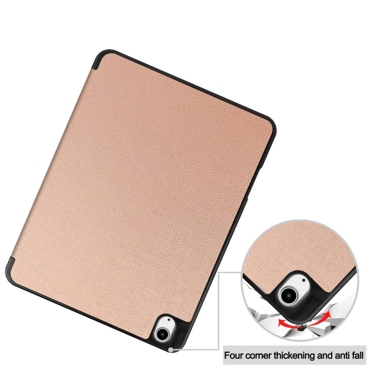 For iPad Air 13 2024 / 2025 Custer TPU Pure Color 3-Fold Holder Smart Leather Tablet Case with Pen Tray(Rose Gold) - iPad Air 13 2025 / 2024 Cases by PMC Jewellery | Online Shopping South Africa | PMC Jewellery | Buy Now Pay Later Mobicred