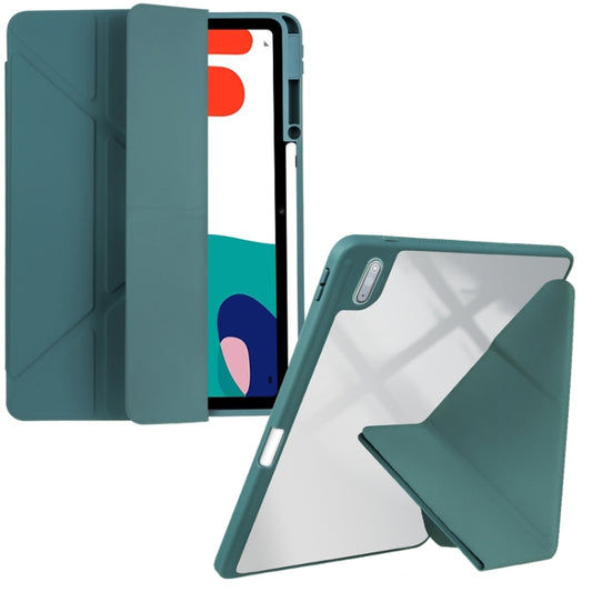 For Huawei MatePad 10.4 Clear Acrylic Deformation Leather Tablet Case(Dark Green) - Huawei by PMC Jewellery | Online Shopping South Africa | PMC Jewellery | Buy Now Pay Later Mobicred