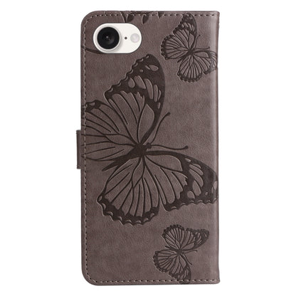 For iPhone SE 2024 3D Butterfly Embossed Pattern Flip Leather Phone Case(Grey) - More iPhone Cases by PMC Jewellery | Online Shopping South Africa | PMC Jewellery | Buy Now Pay Later Mobicred