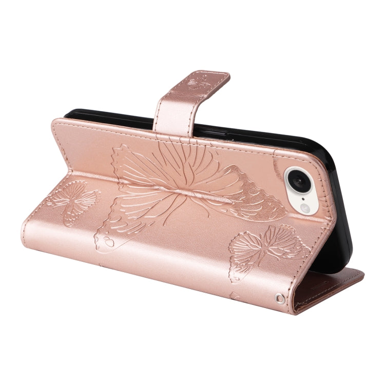 For iPhone SE 2024 3D Butterfly Embossed Pattern Flip Leather Phone Case(Rose Gold) - More iPhone Cases by PMC Jewellery | Online Shopping South Africa | PMC Jewellery | Buy Now Pay Later Mobicred
