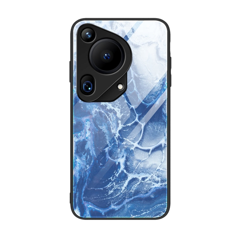 For Huawei Pura 70 Ultra Marble Pattern Glass Protective Phone Case(Blue Ocean) - Huawei Cases by PMC Jewellery | Online Shopping South Africa | PMC Jewellery | Buy Now Pay Later Mobicred