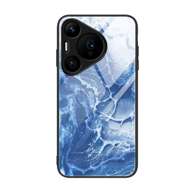 For Huawei Pura 70 Marble Pattern Glass Protective Phone Case(Blue Ocean) - Huawei Cases by PMC Jewellery | Online Shopping South Africa | PMC Jewellery | Buy Now Pay Later Mobicred