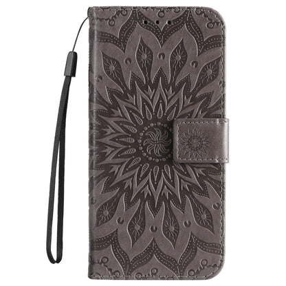 For iPhone SE 2024 Embossed Sunflower Pattern Flip Leather Phone Case(Grey) - More iPhone Cases by PMC Jewellery | Online Shopping South Africa | PMC Jewellery | Buy Now Pay Later Mobicred