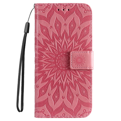 For iPhone SE 2024 Embossed Sunflower Pattern Flip Leather Phone Case(Pink) - More iPhone Cases by PMC Jewellery | Online Shopping South Africa | PMC Jewellery | Buy Now Pay Later Mobicred