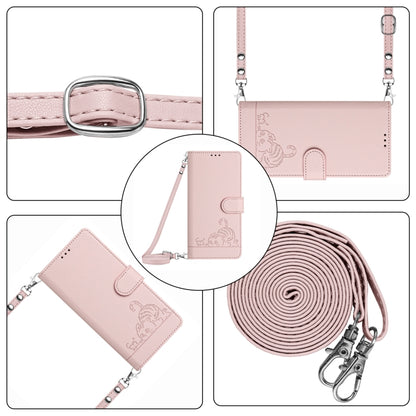 For iPhone SE 2024 Cat Rat Embossed Pattern RFID Leather Phone Case with Lanyard(Pink) - More iPhone Cases by PMC Jewellery | Online Shopping South Africa | PMC Jewellery | Buy Now Pay Later Mobicred