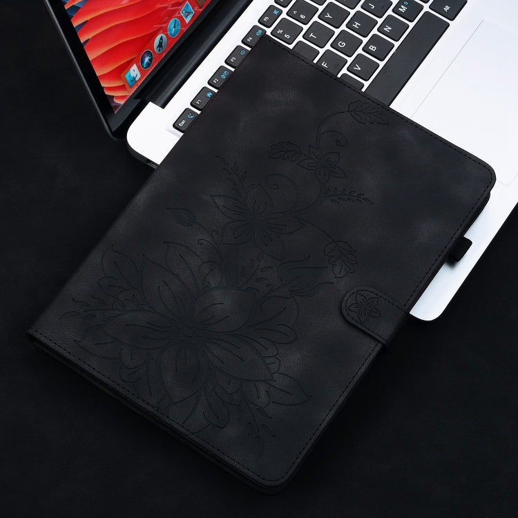For Lenovo Tab M11/Xiaoxin Pad 11 2024 Lily Embossed Leather Tablet Case(Black) - Lenovo by PMC Jewellery | Online Shopping South Africa | PMC Jewellery | Buy Now Pay Later Mobicred