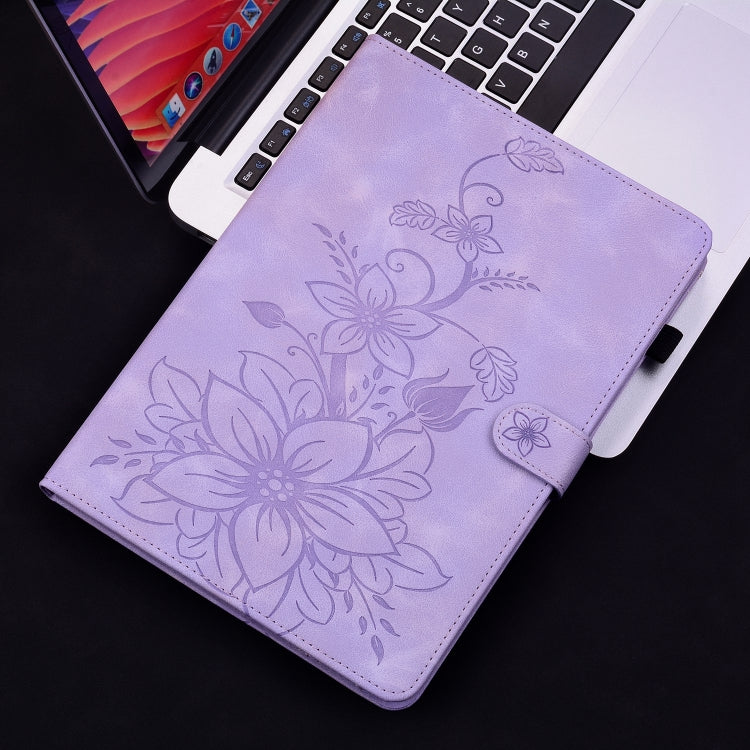 For Lenovo Tab M10 10.1 3rd Gen Lily Embossed Leather Tablet Case(Purple) - Lenovo by PMC TechLife | Online Shopping South Africa | PMC TechLife | Buy Now Pay Later Mobicred