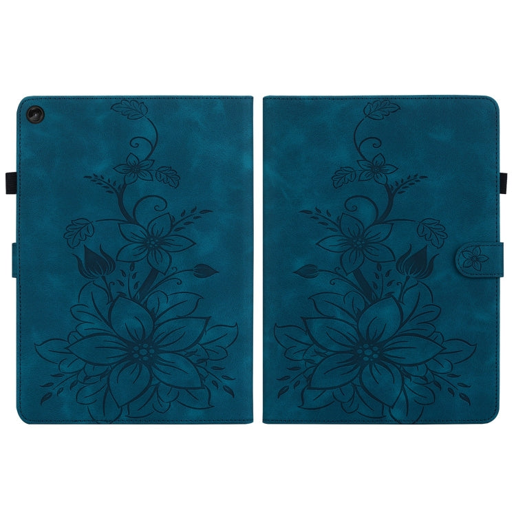 For Lenovo Tab M10 10.1 3rd Gen Lily Embossed Leather Tablet Case(Dark Blue) - Lenovo by PMC TechLife | Online Shopping South Africa | PMC TechLife | Buy Now Pay Later Mobicred