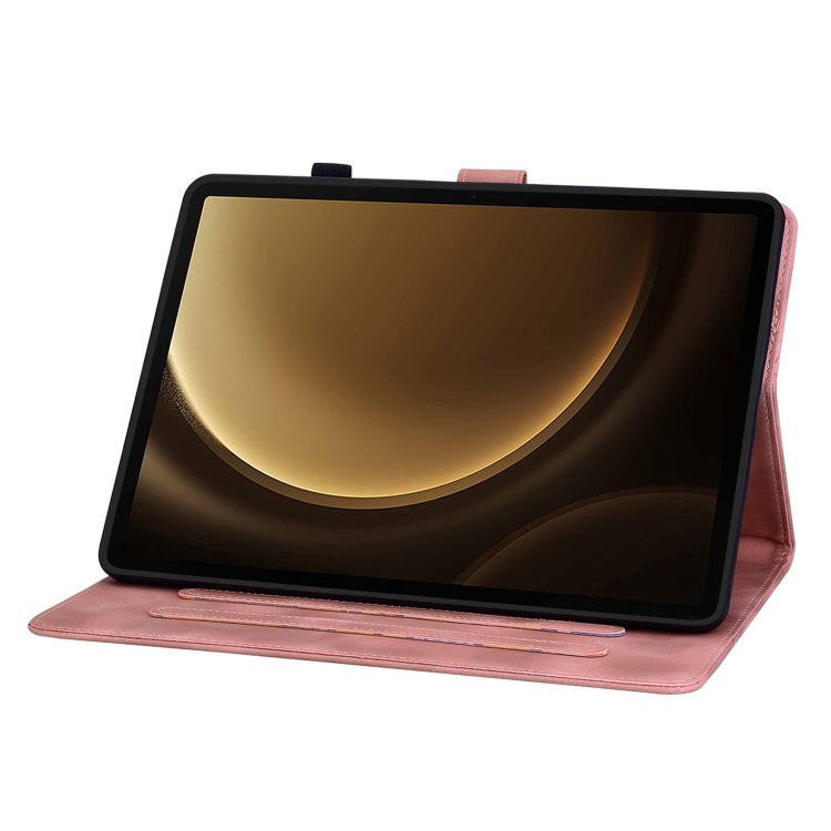 For Samsung Galaxy Tab S9+ / S9 FE+ Lily Embossed Leather Tablet Case(Pink) - Galaxy Tab S9+ Cases by PMC Jewellery | Online Shopping South Africa | PMC Jewellery | Buy Now Pay Later Mobicred