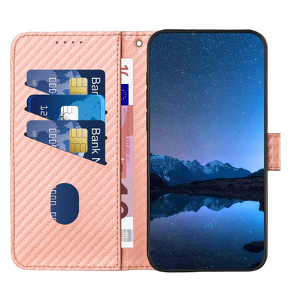 For OPPO Reno10 5G / Reno10 Pro 5G Global YX0070 Carbon Fiber Buckle Leather Phone Case with Lanyard(Pink) - OPPO Cases by PMC Jewellery | Online Shopping South Africa | PMC Jewellery | Buy Now Pay Later Mobicred