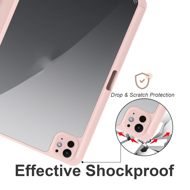 For iPad Pro 11 2024 Acrylic 3-folding Smart Leather Tablet Case(Pink) - iPad Pro 11 2024 Cases by PMC TechLife | Online Shopping South Africa | PMC TechLife | Buy Now Pay Later Mobicred