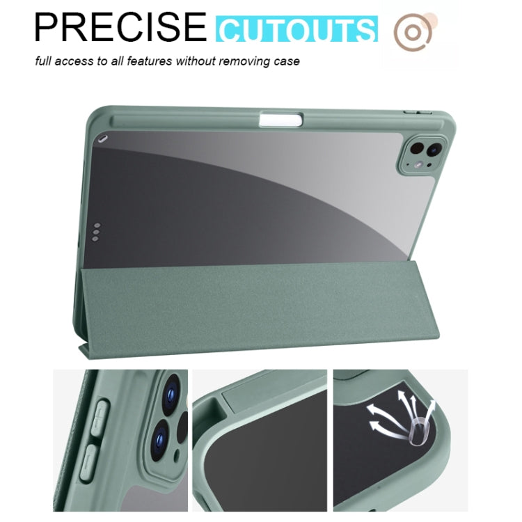 For iPad Pro 13 2024 Acrylic 3-folding Smart Leather Tablet Case(Dark Green) - iPad Pro 13 2024 Cases by PMC TechLife | Online Shopping South Africa | PMC TechLife | Buy Now Pay Later Mobicred
