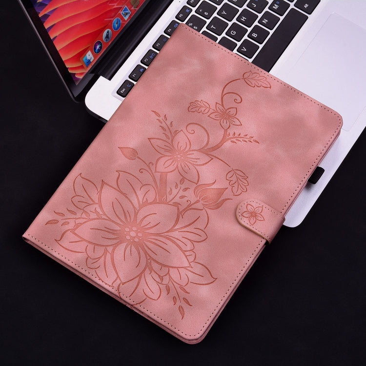 For Nokia T21 Lily Embossed Leather Tablet Case(Pink) - Nokia by PMC TechLife | Online Shopping South Africa | PMC TechLife | Buy Now Pay Later Mobicred