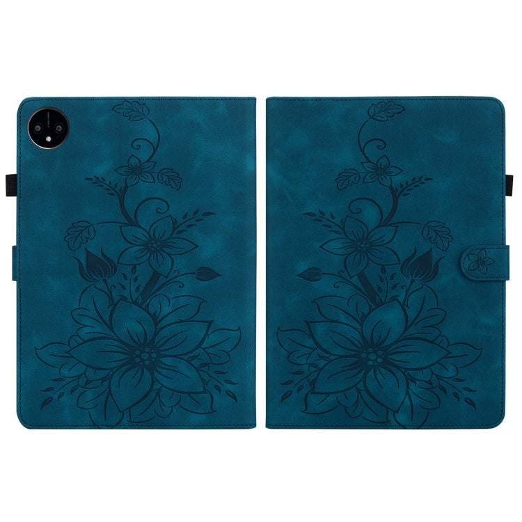 For Huawei MatePad Pro 11 2022 Lily Embossed Leather Tablet Case(Dark Blue) - Huawei by PMC TechLife | Online Shopping South Africa | PMC TechLife | Buy Now Pay Later Mobicred