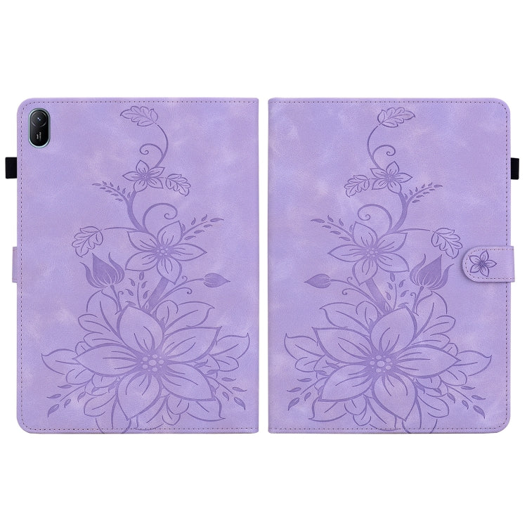 For Huawei MatePad SE 11 2024 Lily Embossed Leather Tablet Case(Purple) - Huawei by PMC Jewellery | Online Shopping South Africa | PMC Jewellery | Buy Now Pay Later Mobicred