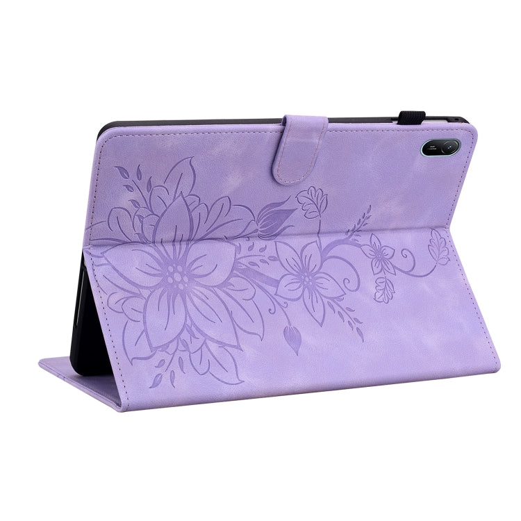 For Huawei MatePad SE 11 2024 Lily Embossed Leather Tablet Case(Purple) - Huawei by PMC Jewellery | Online Shopping South Africa | PMC Jewellery | Buy Now Pay Later Mobicred