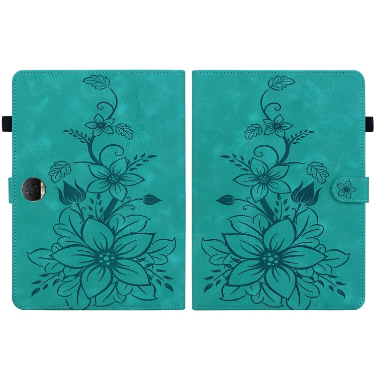 For Honor Pad 9 12.1 Lily Embossed Leather Tablet Case(Green) - free shipping - PMC TechLife - Order now!