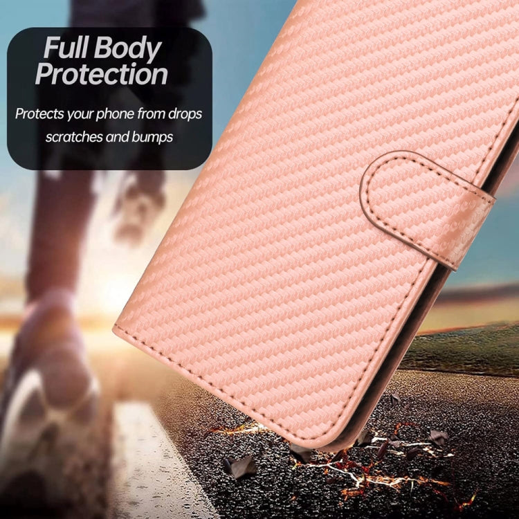 For Huawei Pura 70 Pro / Pura 70 Ultra YX0070 Carbon Fiber Buckle Leather Phone Case with Lanyard(Pink) - Huawei Cases by PMC Jewellery | Online Shopping South Africa | PMC Jewellery | Buy Now Pay Later Mobicred