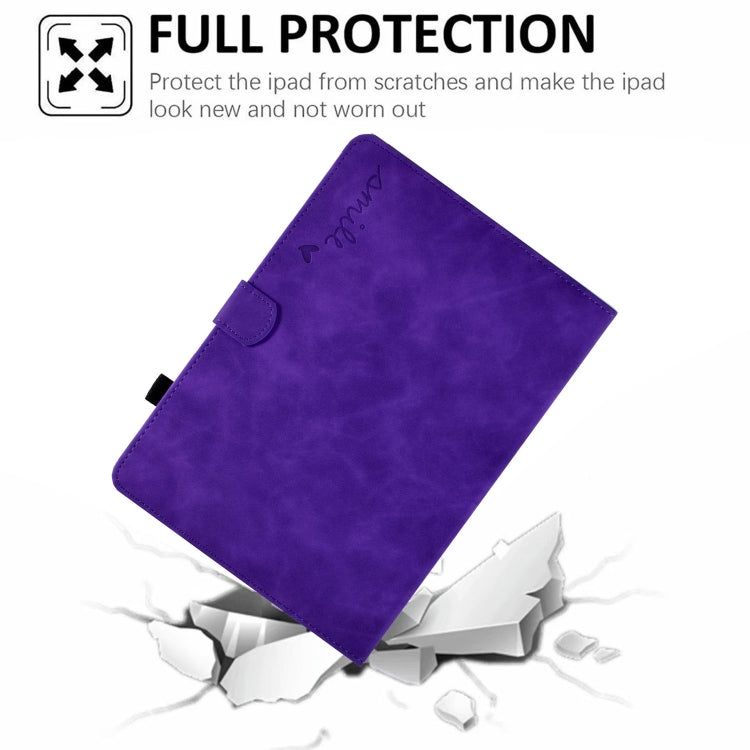 For iPad Pro 11 2024 Embossed Smile Smart Leather Tablet Case(Purple) - iPad Pro 11 2024 Cases by PMC Jewellery | Online Shopping South Africa | PMC Jewellery | Buy Now Pay Later Mobicred