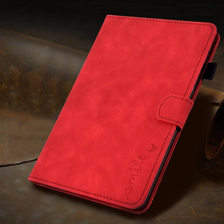 For iPad Pro 11 2024 Embossed Smile Smart Leather Tablet Case(Red) - iPad Pro 11 2024 Cases by PMC TechLife | Online Shopping South Africa | PMC TechLife | Buy Now Pay Later Mobicred