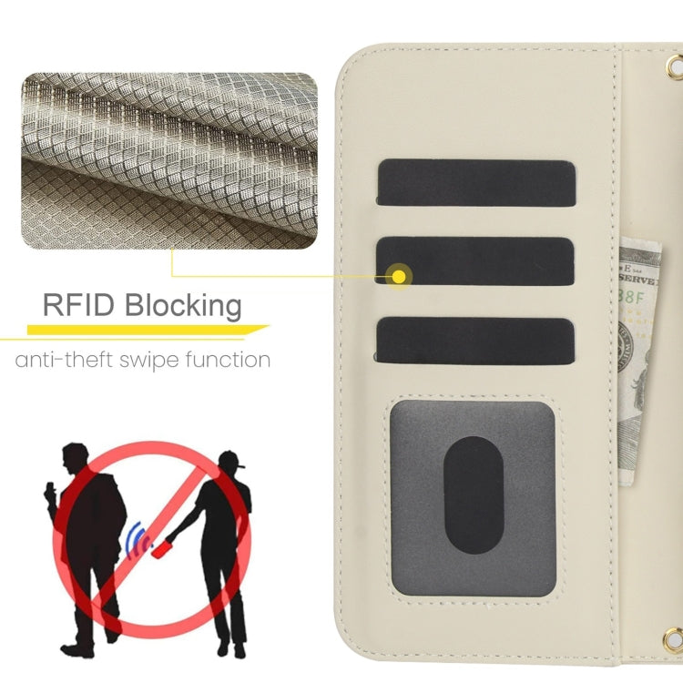 For Google Pixel 6a Crossbody Multifunction Rhombic Leather Phone Case(White) - Google Cases by PMC TechLife | Online Shopping South Africa | PMC TechLife | Buy Now Pay Later Mobicred