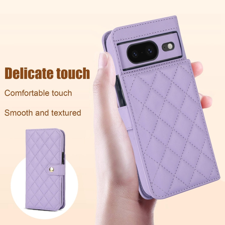 For Google Pixel 8 Crossbody Multifunction Rhombic Leather Phone Case(Purple) - free shipping - PMC TechLife - Order now!