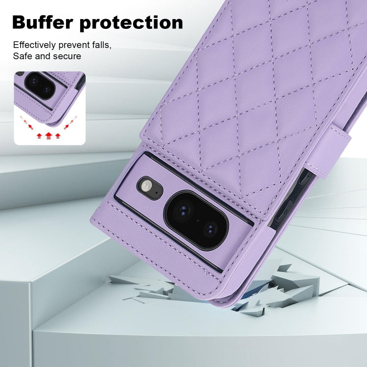 For Google Pixel 8 Crossbody Multifunction Rhombic Leather Phone Case(Purple) - free shipping - PMC TechLife - Order now!