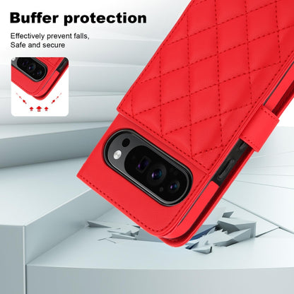 For Google Pixel 9 Crossbody Multifunction Rhombic Leather Phone Case(Red) - Google Cases by PMC Jewellery | Online Shopping South Africa | PMC Jewellery | Buy Now Pay Later Mobicred