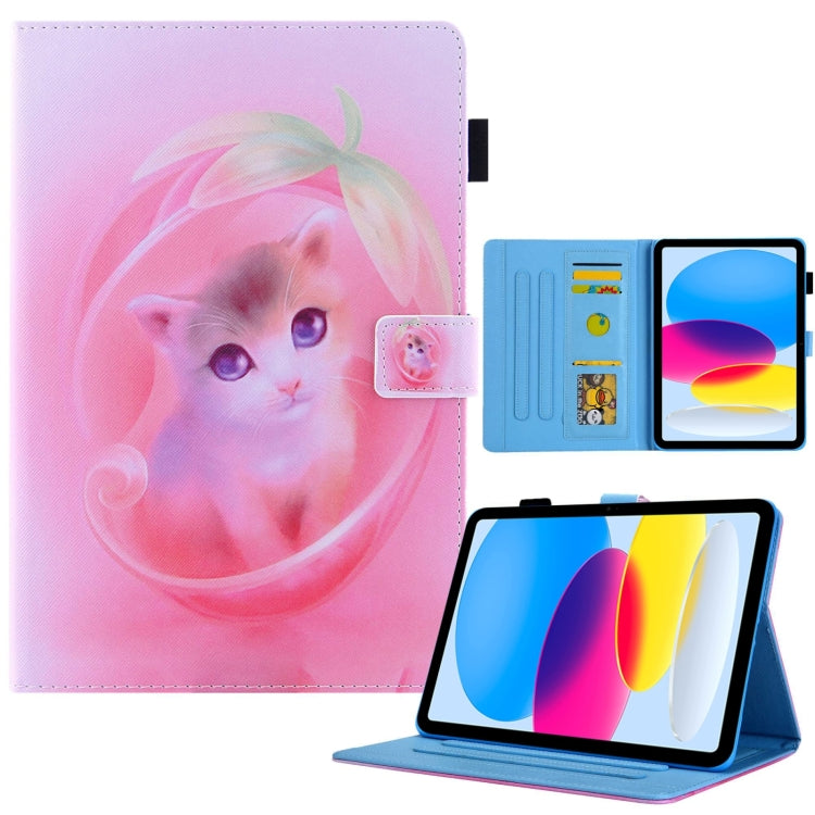 For iPad Pro 11 2024 Colored Drawing Leather Smart Tablet Case(Pink Cat) - iPad Pro 11 2024 Cases by PMC TechLife | Online Shopping South Africa | PMC TechLife | Buy Now Pay Later Mobicred