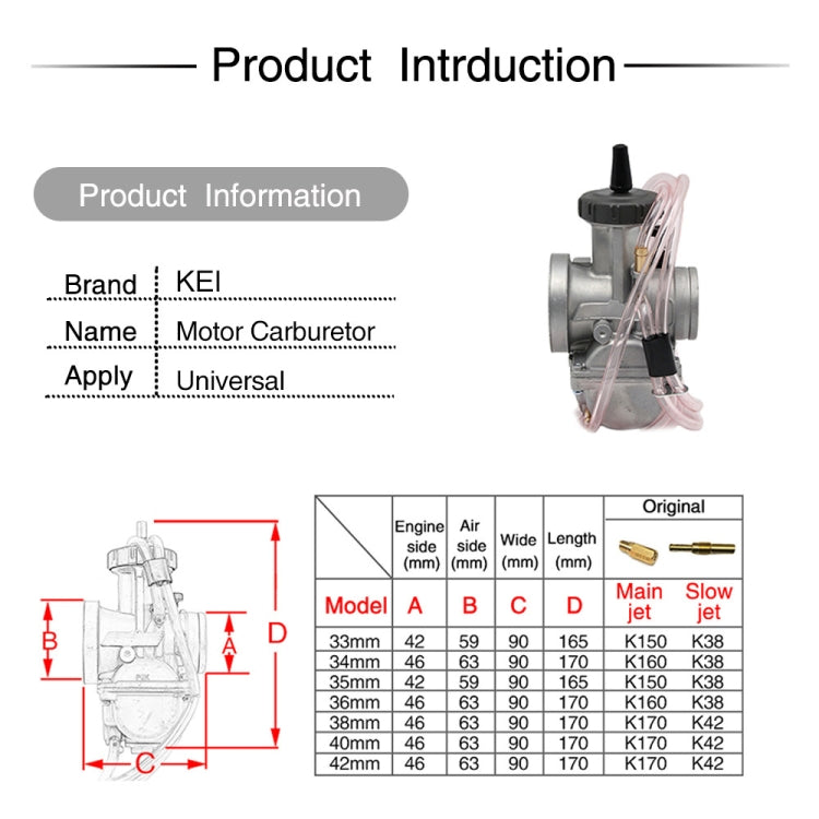 PWK34mm Universal Motorcycle Carburetor Carb Motor Carburetor - Engines & Engine Parts by PMC TechLife | Online Shopping South Africa | PMC TechLife | Buy Now Pay Later Mobicred