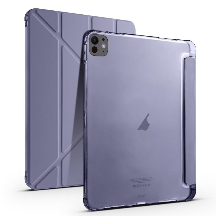 For iPad Pro 13 2024 Multi-folding TPU Leather Smart Tablet Case with Pen Slot(Lavender Purple) - iPad Pro 13 2024 Cases by PMC Jewellery | Online Shopping South Africa | PMC Jewellery | Buy Now Pay Later Mobicred