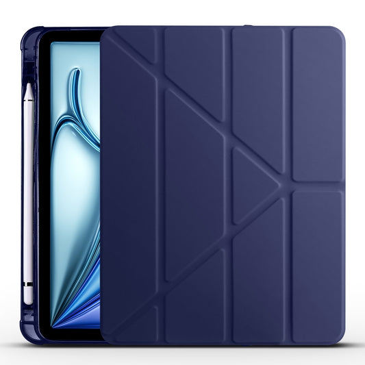 For iPad Air 11 2024 Multi-folding TPU Leather Smart Tablet Case with Pen Slot(Dark Blue) - iPad Air 11 2024 Cases by PMC Jewellery | Online Shopping South Africa | PMC Jewellery | Buy Now Pay Later Mobicred